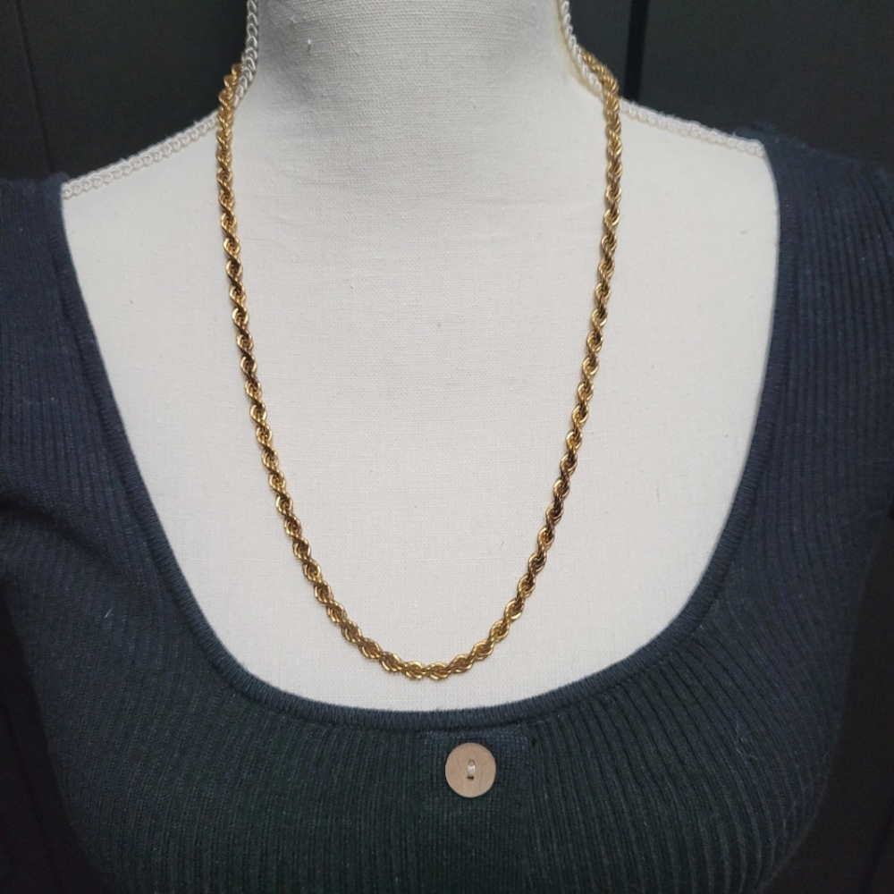 Vintage Monet 24" long gold rope twist necklace